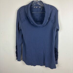 Soft Surroundings blue thermal cowl neck with stitch detailing-Ladies medium